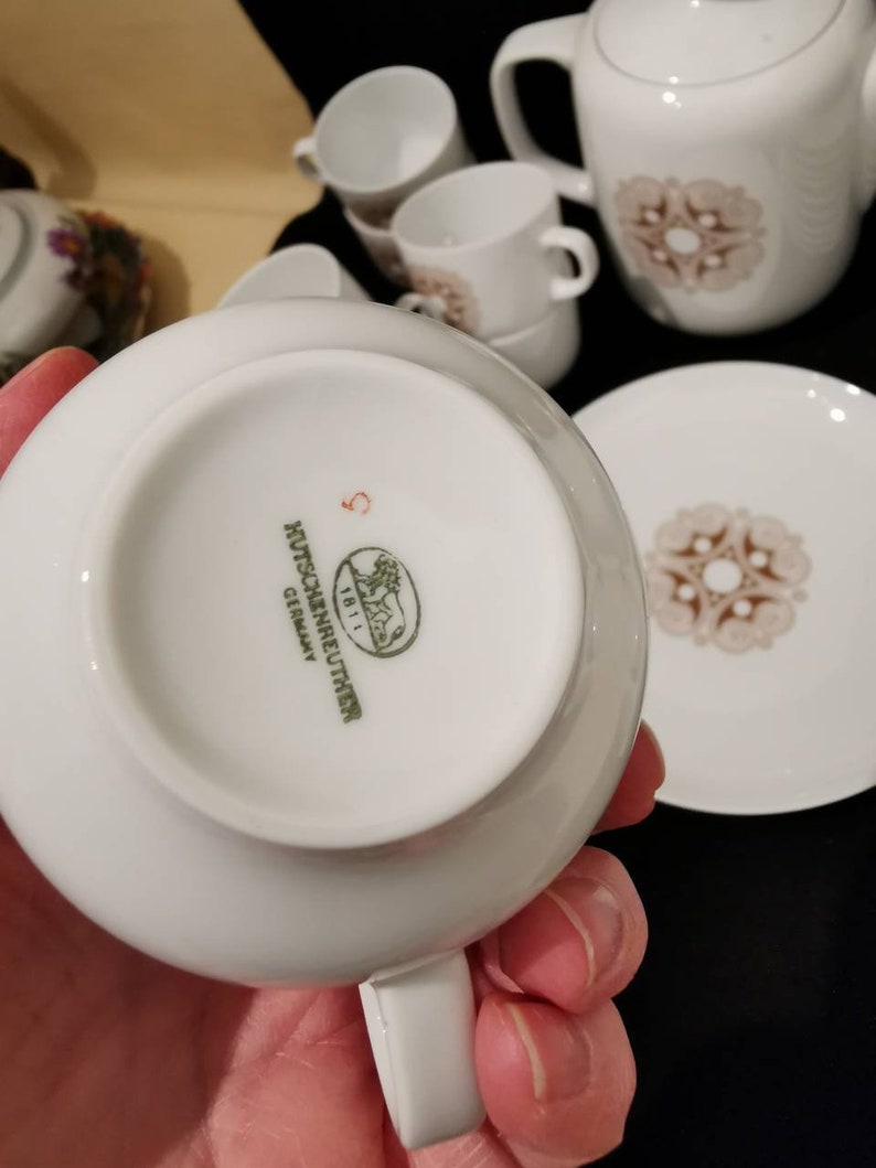 Hutschenreuther Rendezvous 10 Personen braun Kaffeeservice 70er Jahre Retrodesign Kaffeekanne Teekanne Teller Kuchenteller Service Porzellan bild 10