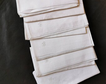 Mundtücher Servietten  Vintage 6 Stück Leinen Baumwolle Handarbeit 40cm