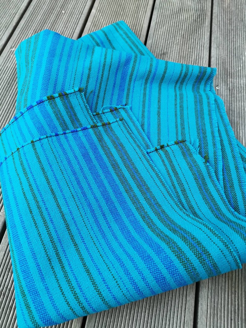 Old fabric residue fabric 70s vintage stripe petrol 140cm x 135cm
