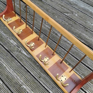50s wardrobe hat rack brass grille aluminum vintage midcentury wood design