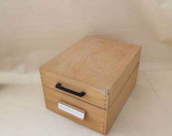 Old wooden card index box crate vintage wooden box casket