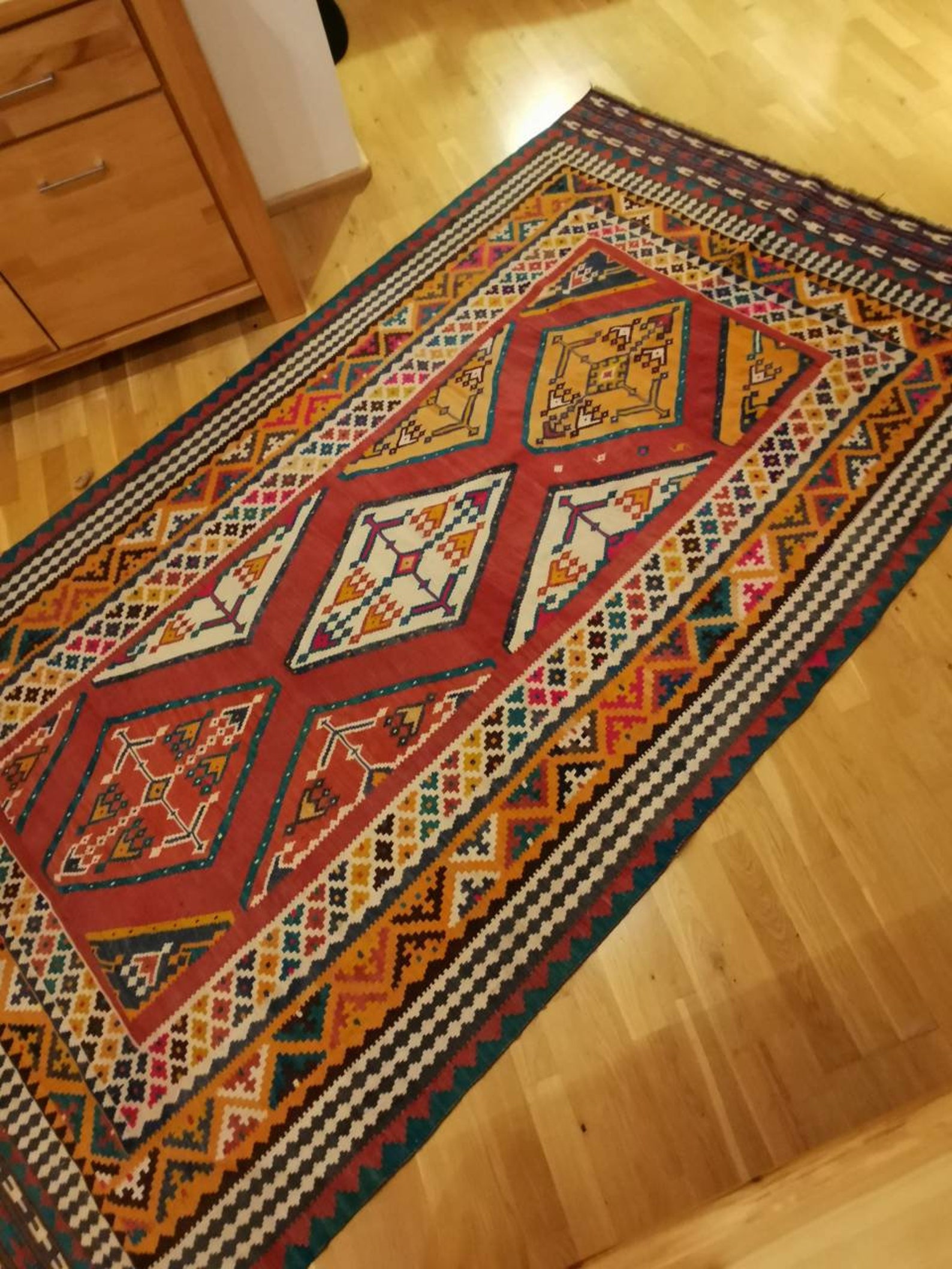 Vintage Oriental Rug Slit Kilim 300 Cm X 165 Cm Shabby Flat Etsy UK