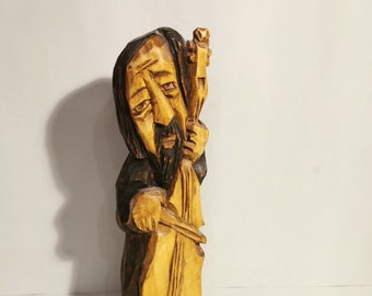 Tolle Schnitzerei geschnitzter Musiker Polen Figur Holz antik Kunst Holzschnitzerei