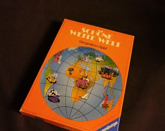 Schöne weite Welt Geografie im Spiel Welt Ravensburger Kennst du die Welt 1973 Brettspiel Gesellschaftsspiel Spielbrett Vintage