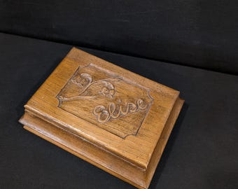 Alte Holz Dose Deckeldose Schmuckdose Schatulle Vintage handgeschnitzte Holzkiste aus Eiche oder Kiefer für Elise
