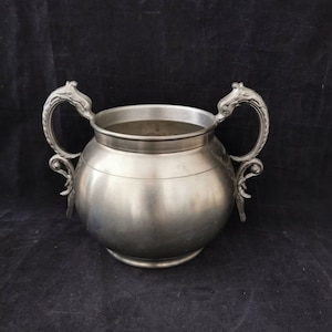 Pewter handle pot pot vintage old hallmarked vessel bowl planter