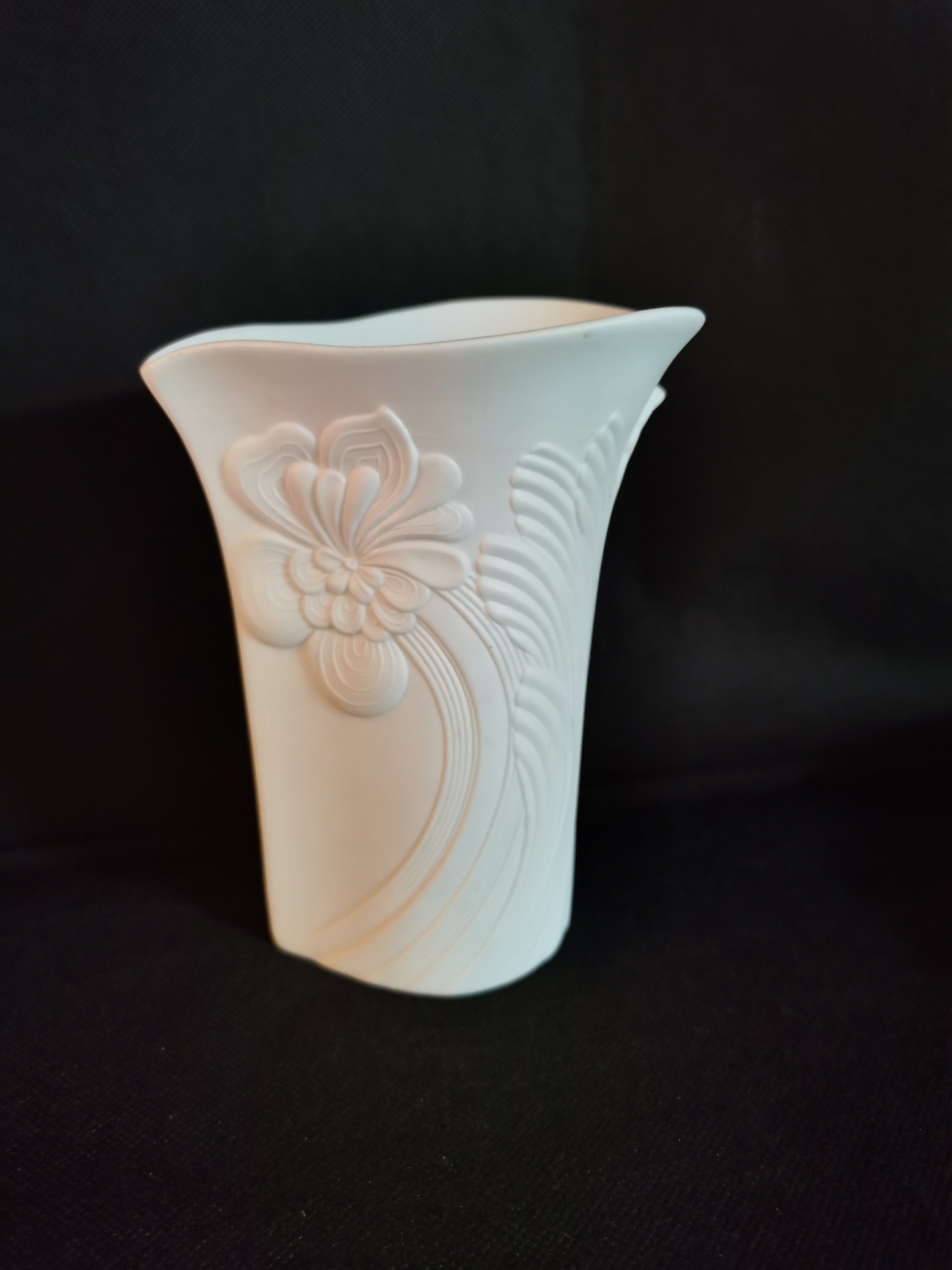 Vase Bisquit Porcelain White Matt AK Kaiser Porcelain Vase Op Art West Germany Modernist