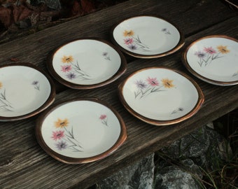 6x plate set dip bowls coasters 50s