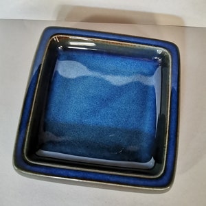 Gustavsberg Sven Jonson Cobalt Square Blue Bowl Studio Ceramics 50s Bowl Rockabilly Mid