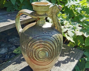 Botijo Weinkrug antik Schnapsflasche Krug Bauer Vintage Wein Schnaps Feld Volkskunst antike Keramik Vase Wasserkrug