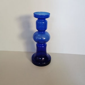 Glas Vase Kunst Glaskunst Design Vintage 70er Jahre blau Glasvase