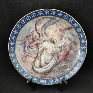 Porcelain Vintage Christmas Plate Christmas Plate Collector Plate Angel Guardian Angel