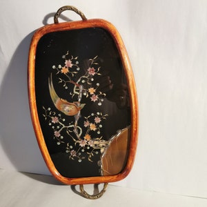 Old tray Art Deco shabby Art Nouveau shabby bird of paradise