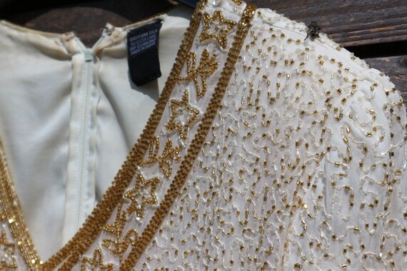 Pure silk Beautiful old dress Sewn-on pearls glam… - image 4