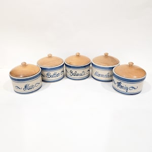 Ceramic storage jar set, salt glazed lidded jar, stoneware, vintage