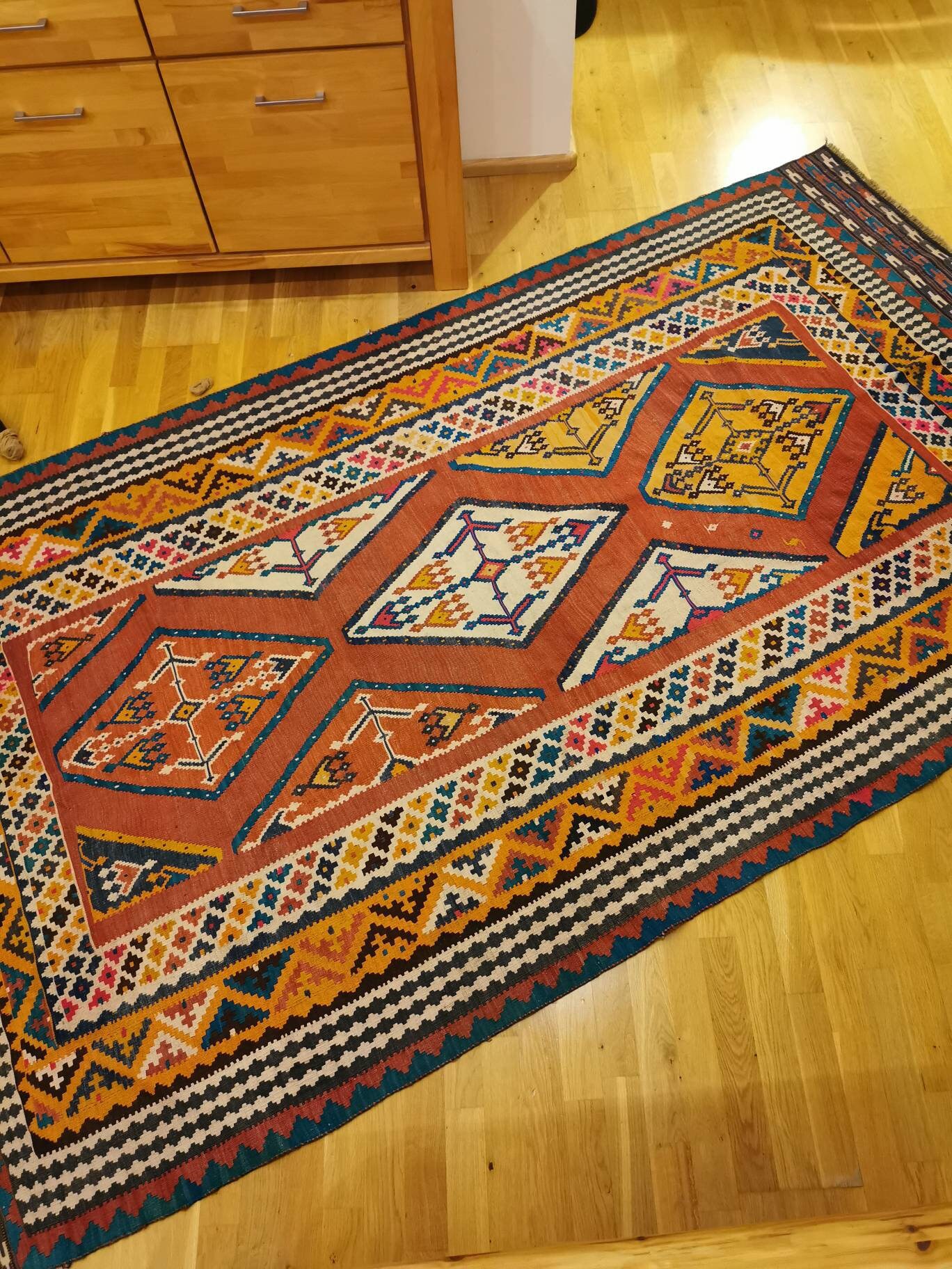 Vintage Oriental Rug Slit Kilim 300 Cm X 165 Cm Shabby Flat Etsy UK