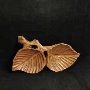 Leaf bowl wooden tray 60s vintage mid century design bowl snack bowl