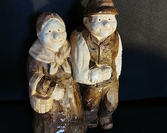 Figuren aus Dänemark Bornholm Olaf Overgaard Ovesen (1914-1996) Old Men& Woman Figur 22cm