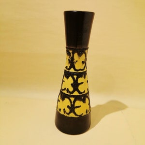 Vintage Föhr cerámica 70s Fat Lava jarrón amarillo negro