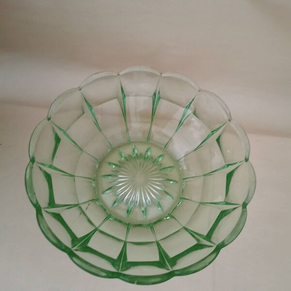 Rosalinglas glass bowl vintage shabby uranium glass green bowl glass bowl