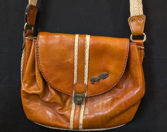 Vintage Bag Papillon Vintage Leather Handbag in brown Handle Bag Shoulder Bag