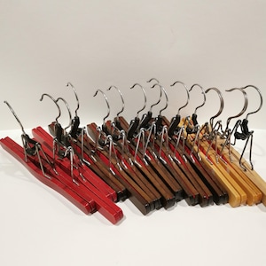 14x Vintage Trouser Hangers Wooden Clothes Hangers 60s