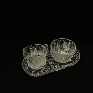 Vintage Sugar Bowl and Milk Jug Crystal shabby Crystal Glass