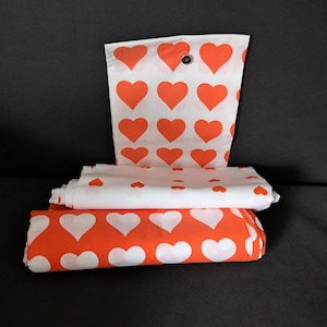 70s bedding duvet cover & pillowcase and sheet orange hearts 200 cm x 135 cm