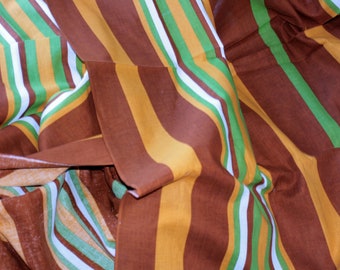 Cotton fabric brown/orange 70s retro stripes 2.30 x 2.20 Remnant