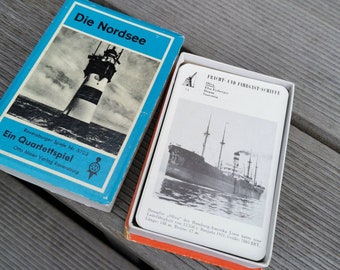 Quartett Die Nordsee 1950 Epochen Kartenspiel Vintage alt gut erhalten Historisches Quartett Schiffe