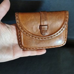 Small old leather case shabby vintage wallet purse