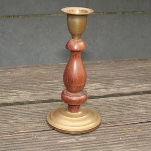 50er Jahre Kerzenständer mid century Teak Messing