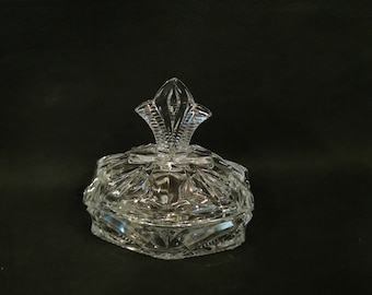 Bellissima portabonboniere in vetro, scatola vintage con coperchio in cristallo shabby con coperchio