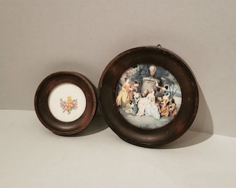 Picture frame 2x antique round picture vintage photo frame frame wood wooden frame shabby Pimp it up