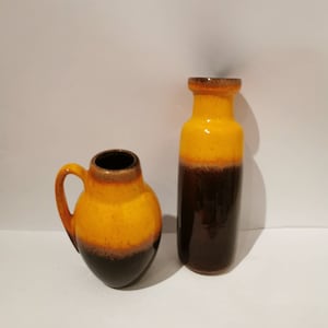 2 wunderschöne 70er Jahre Vase orange braun Pop Art Set von zwei Vasen Vintage Kollektion Rothko Deutschland 1970er Bild 1