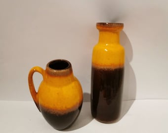 2 wunderschöne 70er Jahre Vase orange braun Pop Art Set von zwei Vasen Vintage Kollektion Rothko Deutschland 1970er