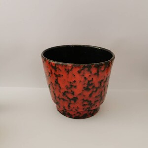 Origineller Retro Design Übertopf rot Blumentopf Deko Topf Keramik Retrodesign