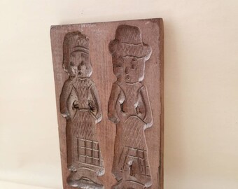 Vintage baking mold speculoos mold Springerle wood 2 motifs