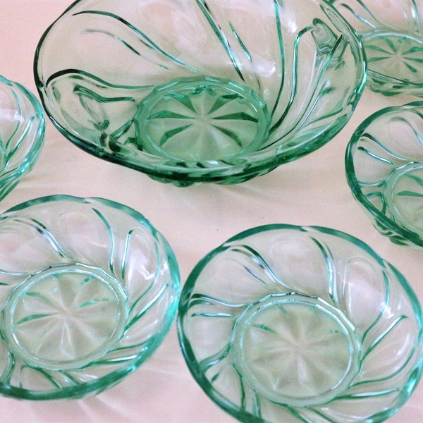 Rosaling glass bowl vintage shabby tourmaline glass green bowl glass bowl set uranium glass