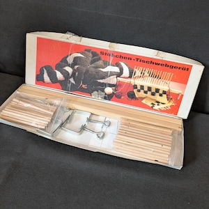 Vintage Stäbchen-Tischwebgerät Handarbeit Stabwebrahmen Holz