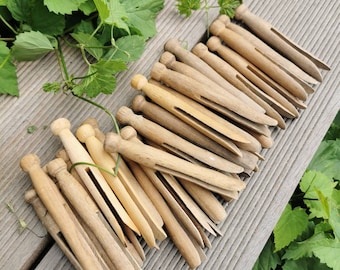 22 old clothespins clamp laundry wood antique shabby decoration clips craft