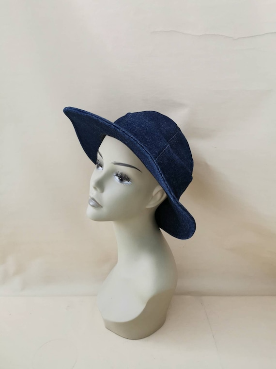 Vintage women's hat hat denim hat - image 4