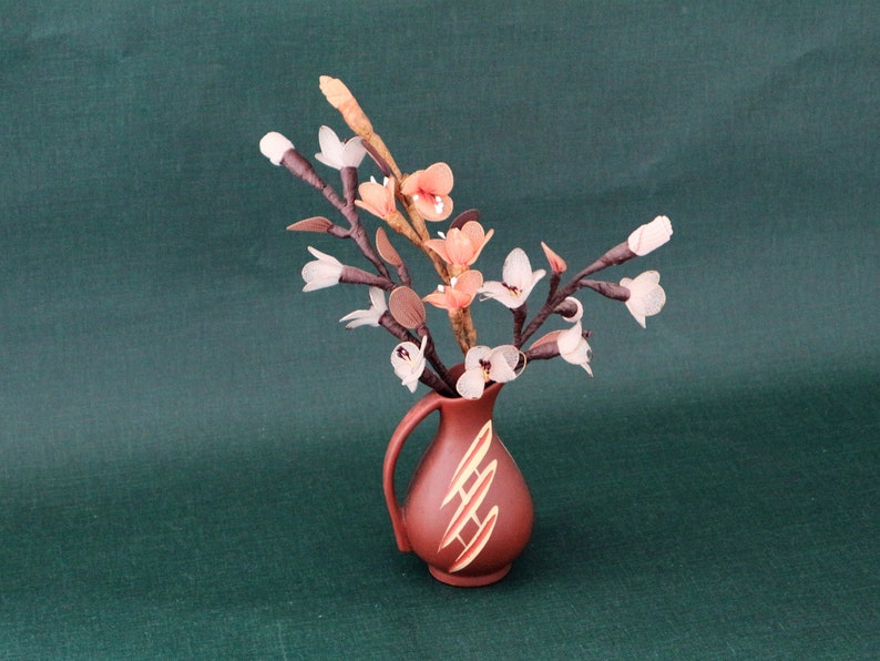 Minivase Vintage Rockabilly mit Strumpfblumen 11cm hoch Bild 1