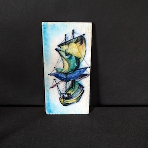 Beautiful Steuler wall plate wall ceramic tile mural 60s 70s art ceramic sailboat