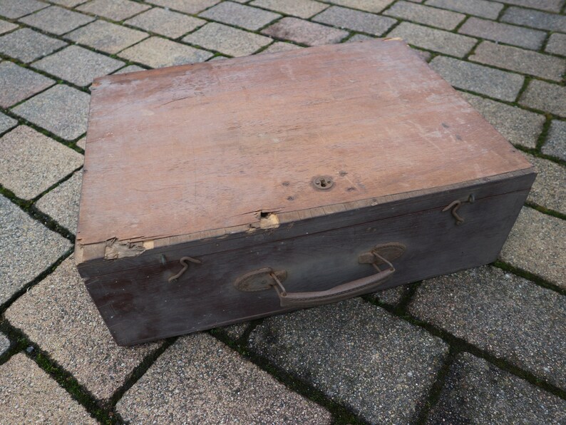 Ancient Wooden Suitcase 30s Shabby Pimp It Up Etsy