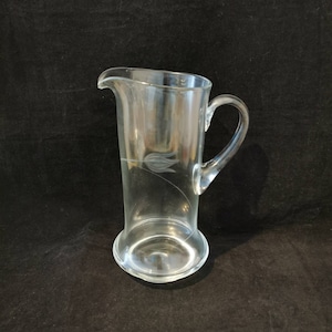 Vintage Glaskaraffe Glaskanne shabby chic Kristallglas Glaskrug Art Deco Antik mundgeblasen 26cm