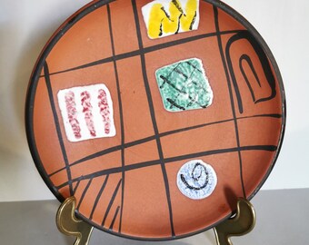 1960s Wall Plate Ruscha Art Ceramic Picture Fat Lava 717-1