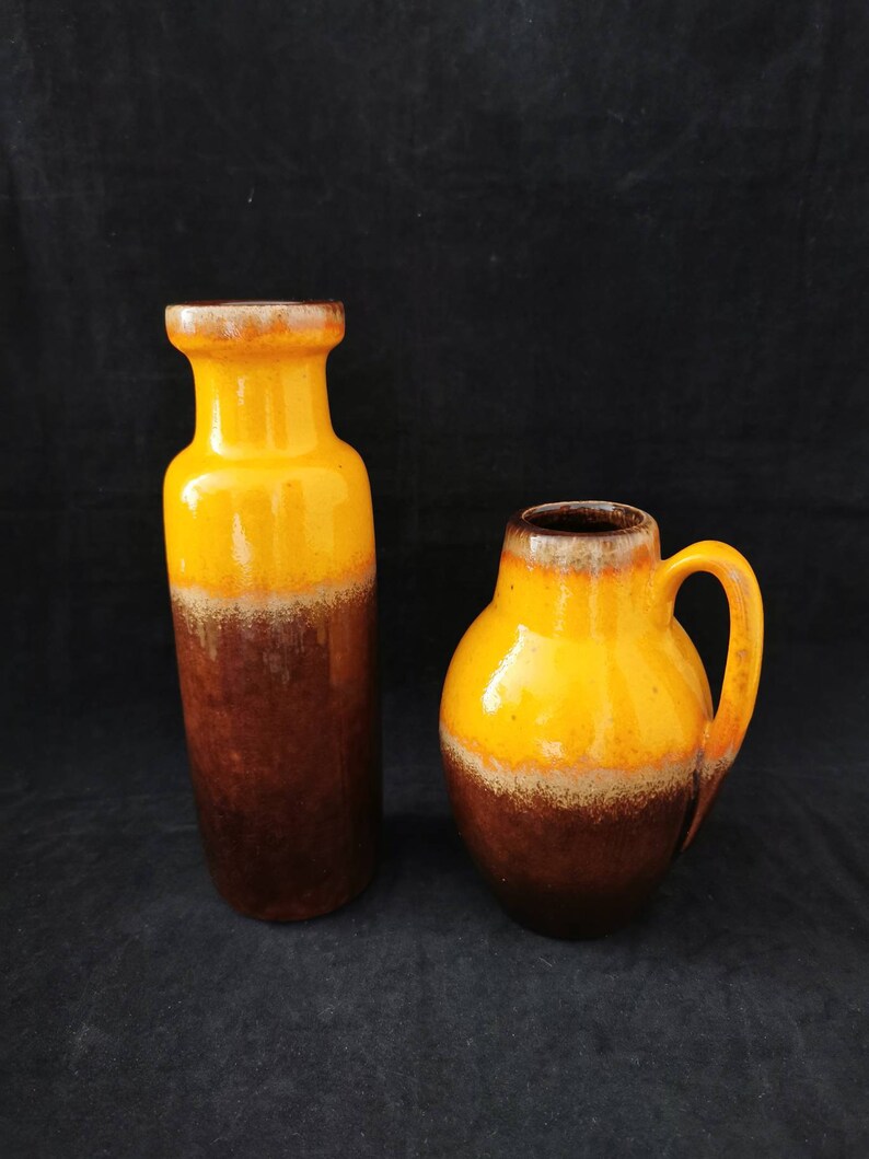 2 wunderschöne 70er Jahre Vase orange braun Pop Art Set von zwei Vasen Vintage Kollektion Rothko Deutschland 1970er Bild 7