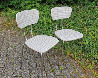 70er Jahre Stuhl Vintage Küchenstuhl Chrom Resopal kariert Vintage Stühle