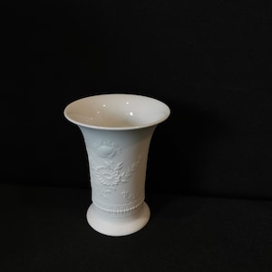 Vase Bisque Porcelain White Matt AK Kaiser Porcelain Vase Op Art West Germany Modernist